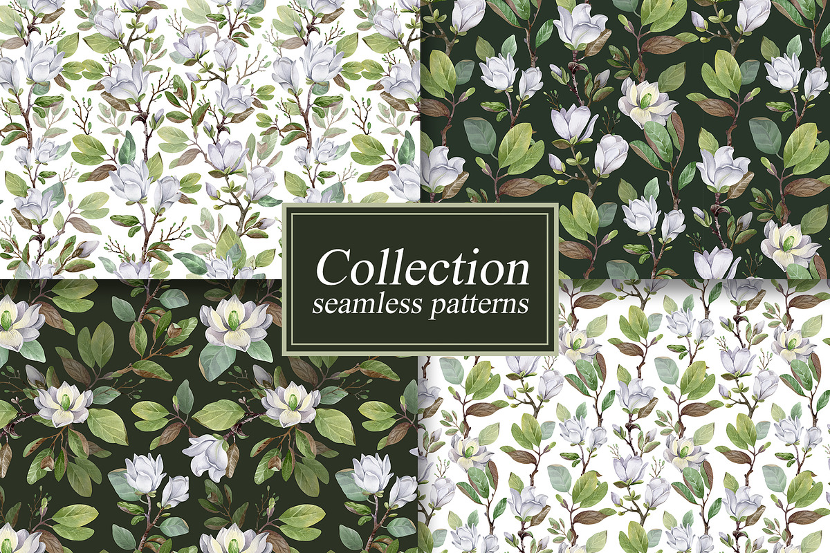 Watercolor Magnolia Flower Set, a Decorative Illustration by LenArt (Photo 11 of 18)