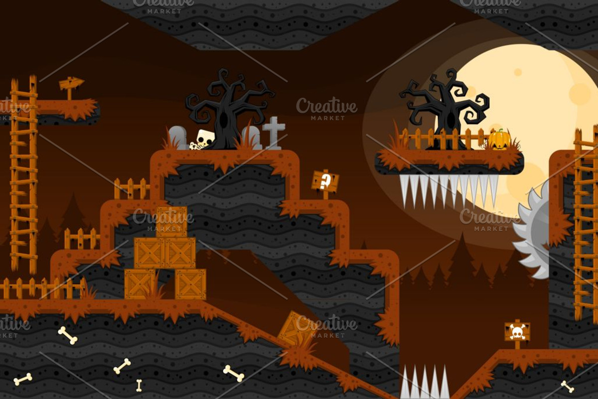 Platformer Game Tile Set 4, an Illustration by pzUH (Photo 3 of 5)