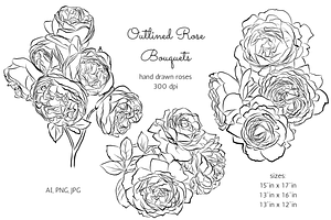 Outlined Rose Bouquets