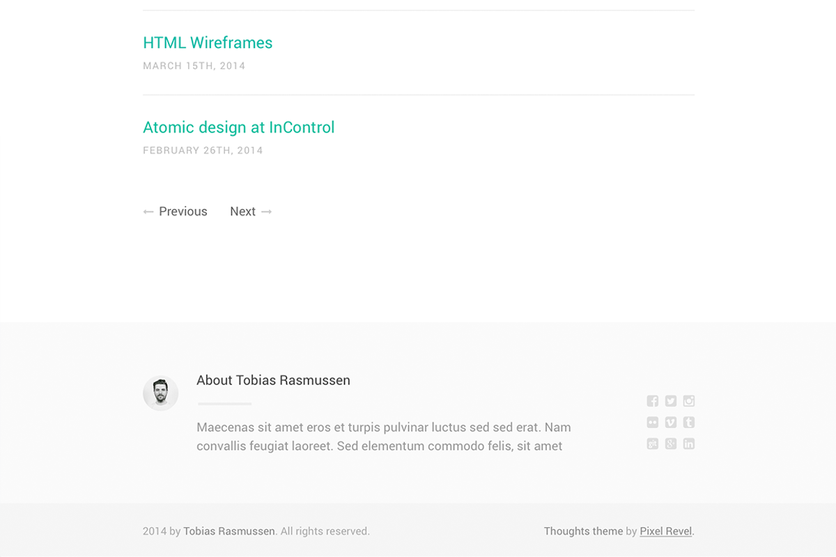 Thoughts WordPress theme, a WordPress Template by Pixel Revel (Photo 3 of 5)