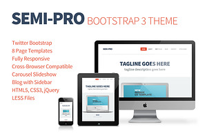 Semi-Pro Bootstrap 3 Portfolio Theme, a Bootstrap Template by Cardeo