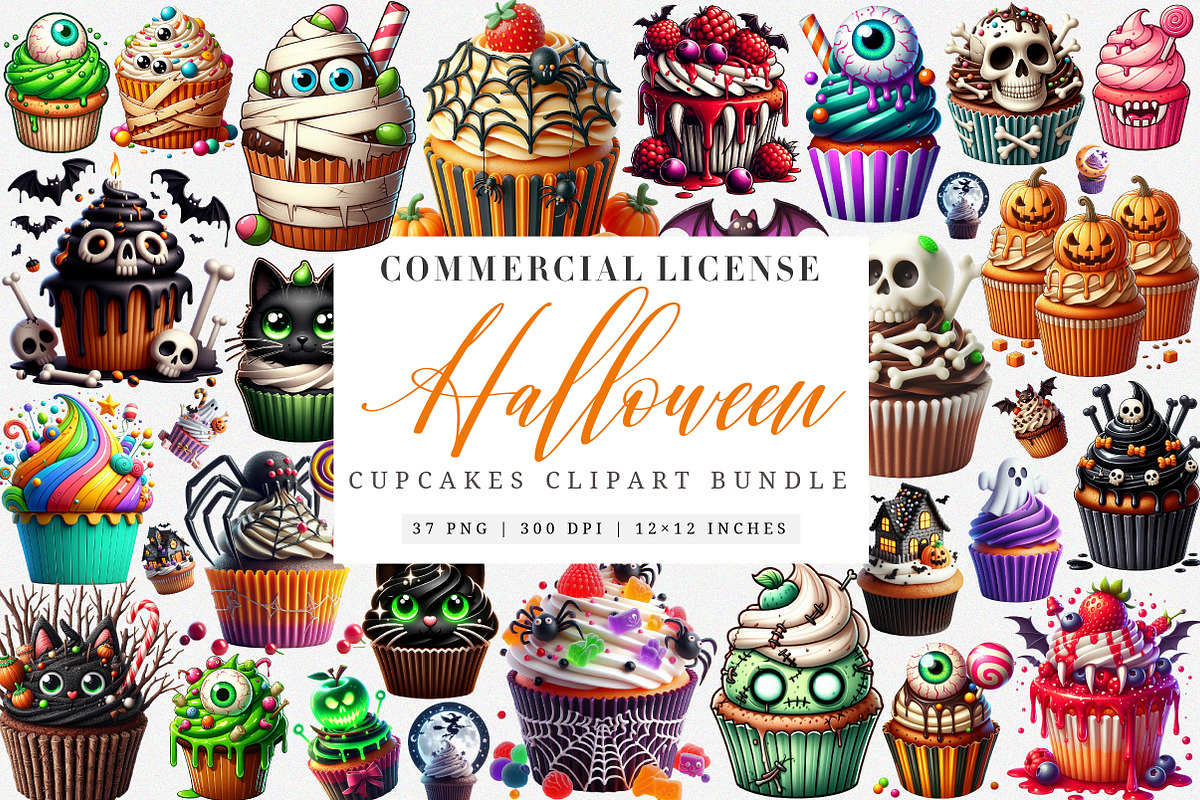 Spooky Sweet Halloween Cupcakes PNG, an Illustration by SinaCreation (Photo 1 of 7)