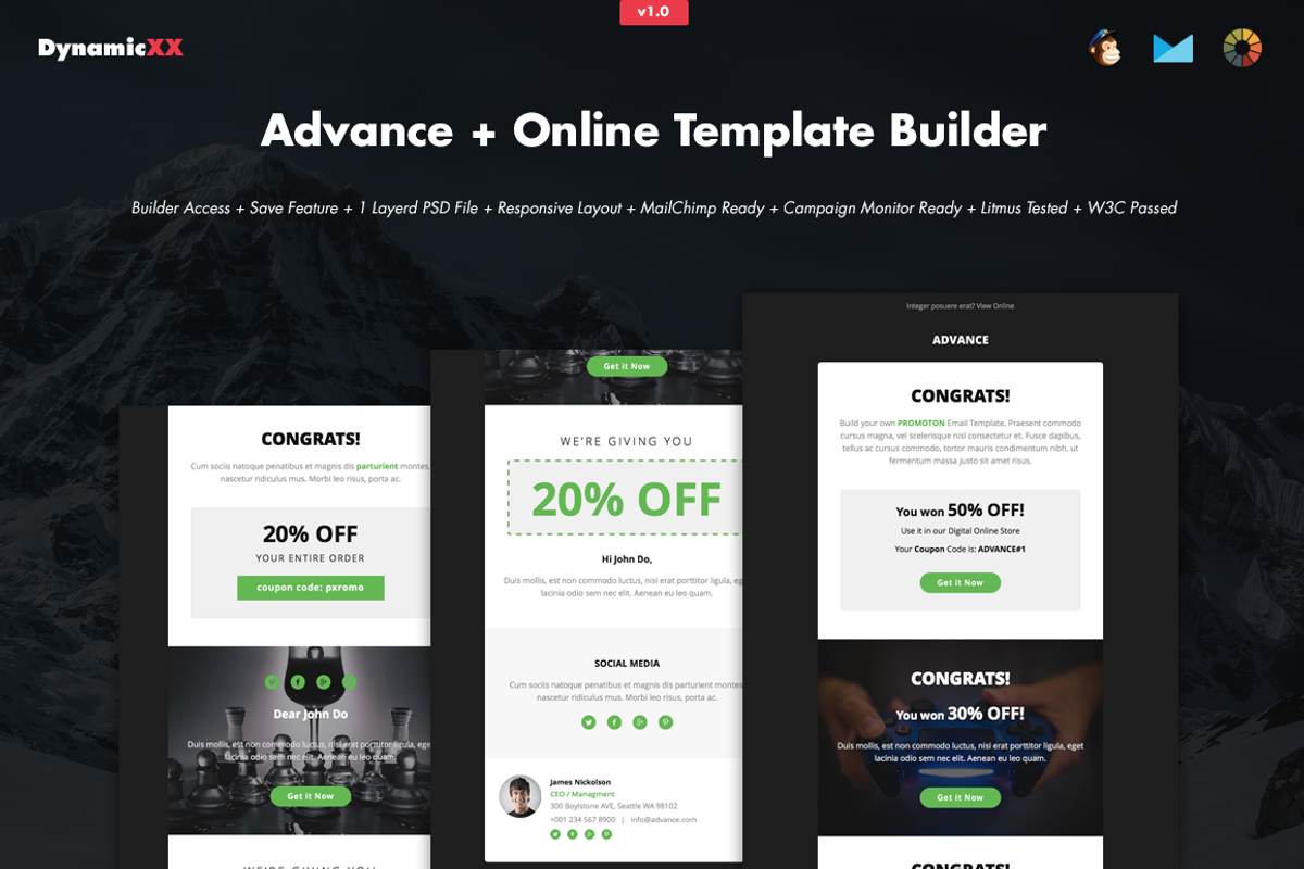 Advance + Online Template Builder, an Email Template by DynamicXX (Photo 1 of 2)