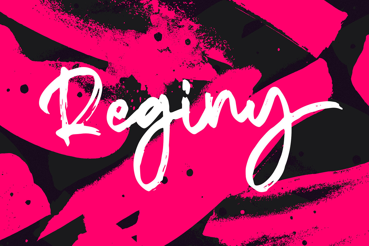 Reginy - Textured Brush Font, a Script Font by StringLabs (Photo 1 of 8)