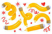 Bent Yellow Pencils Back to School, an Object Graphic by the_myro (Thumbnail 1 of 3)