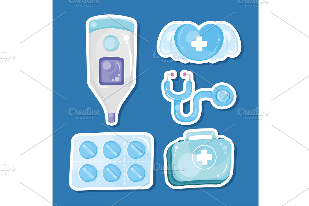 five medical healthcare icons, a Healthcare Illustration by studiogstock