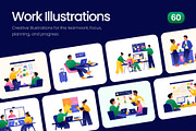 60 Work Flat Illustrations, a Work Illustration by Prosymbols (Thumbnail 1 of 9)