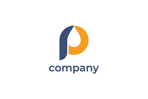 Initial letter P Orange Logo.