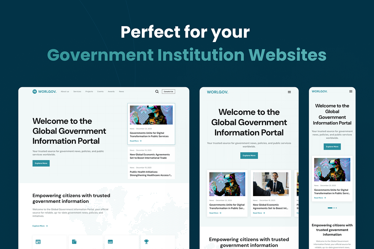 WorlGov - Government Landing Page, an UI Kit Template by Agensip Design Agency (Photo 9 of 10)
