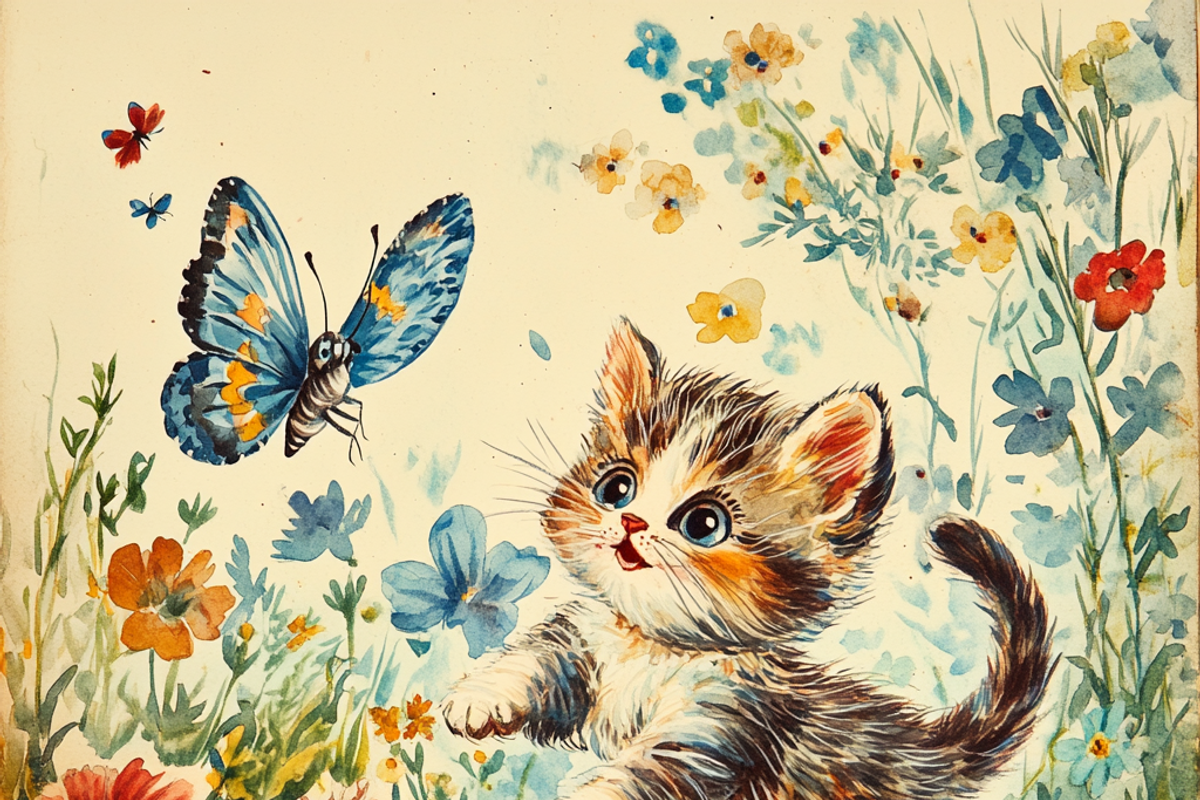 Watercolor Playful Kitten, a Background Graphic by Printable Treasure (Photo 7 of 7)