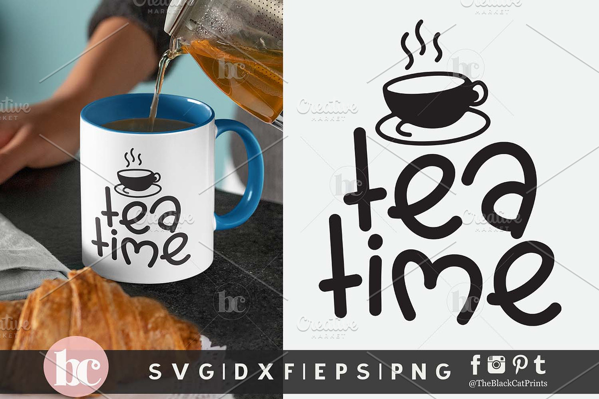 Tea SVG Bundle | Funny Tea Quotes, a Food Illustration by TheBlackCatPrints (Photo 10 of 12)