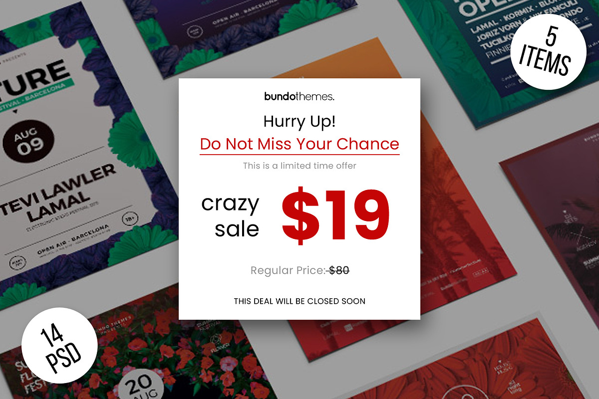 75%OFF 5 Summer Event Flyer Bundle, a Flyer Template by Bundo Themes (Photo 1 of 7)