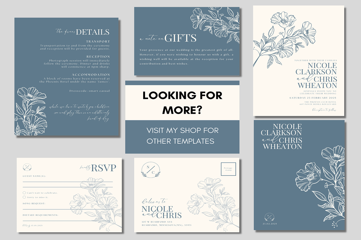 Blue Wedding Invitation Template, an Invitation Template by LushBury (Photo 5 of 5)