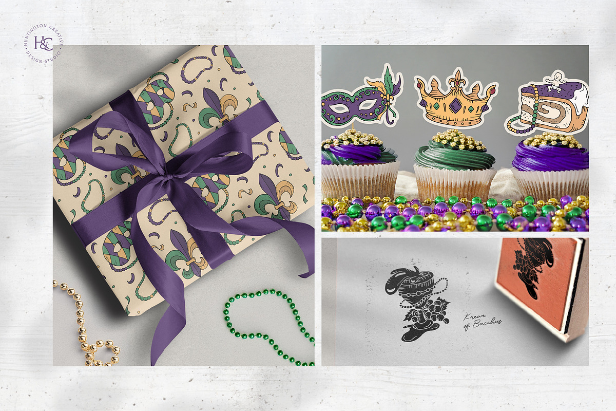 Hand Drawn Mardi Gras Images, a Seasonal Illustration by H&C Drawings & Designs (Photo 12 of 15)