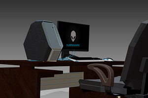 DELL ALIENWARE PC ON TABLE Low-poly