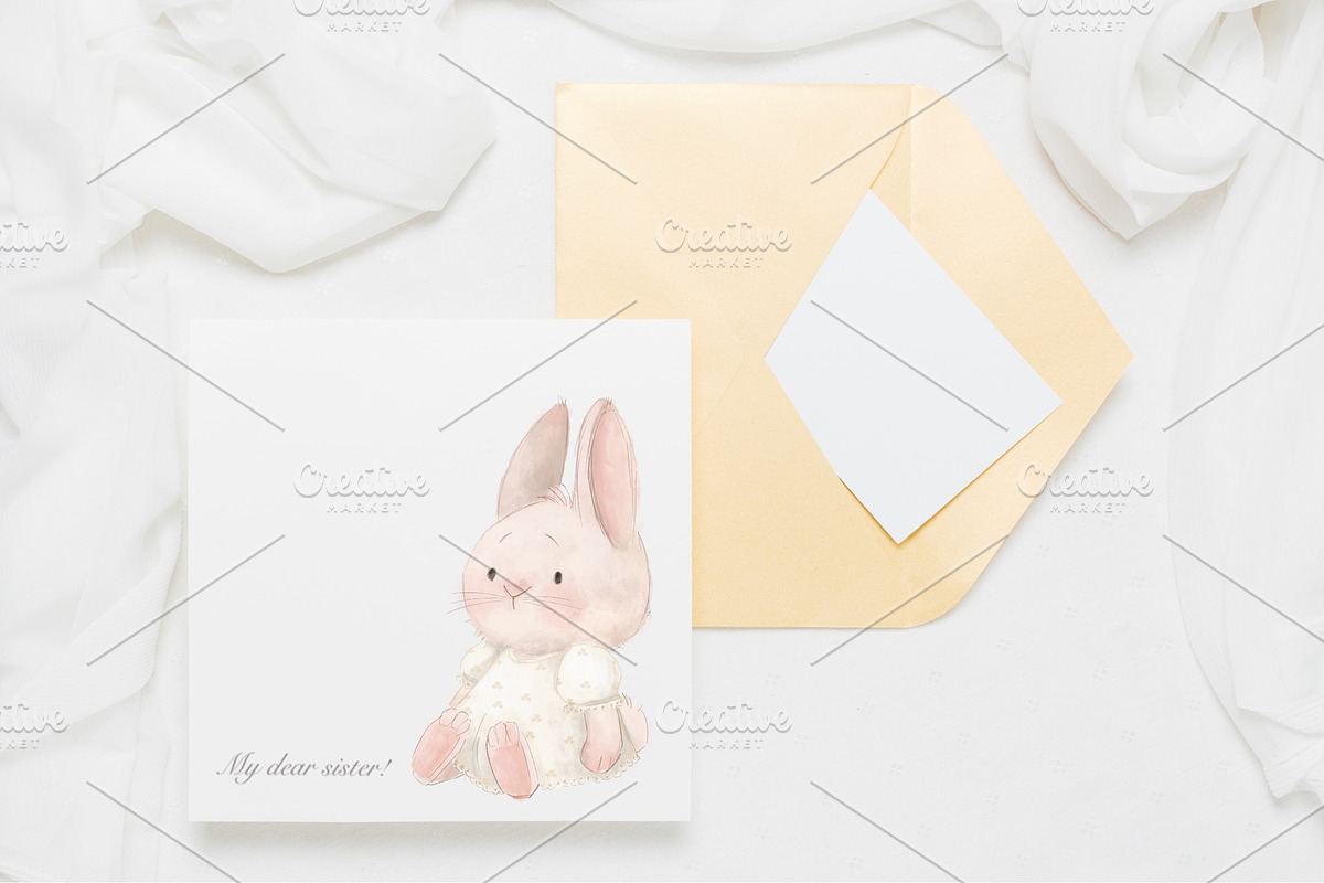 Cute Bunny. Clipart Watercolor, an Animal Illustration by sheincar (Photo 3 of 4)