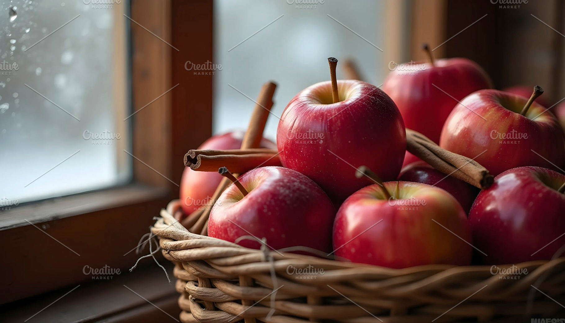 Cozy Fruit Basket Shot In Winter Lig, a Photo by LOGOCREATIVE