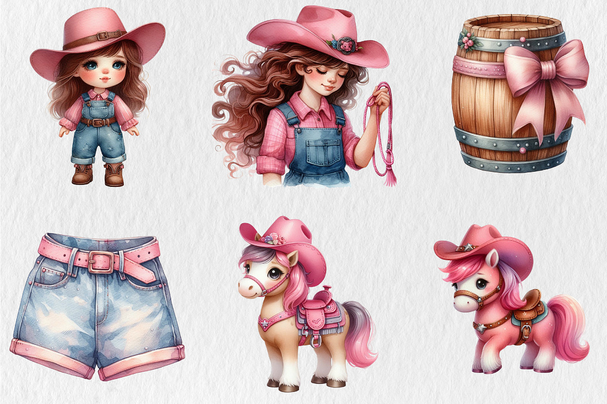 Cowgirl Cute Kids Clipart, a Seasonal Illustration by Rose Art (Photo 4 of 4)