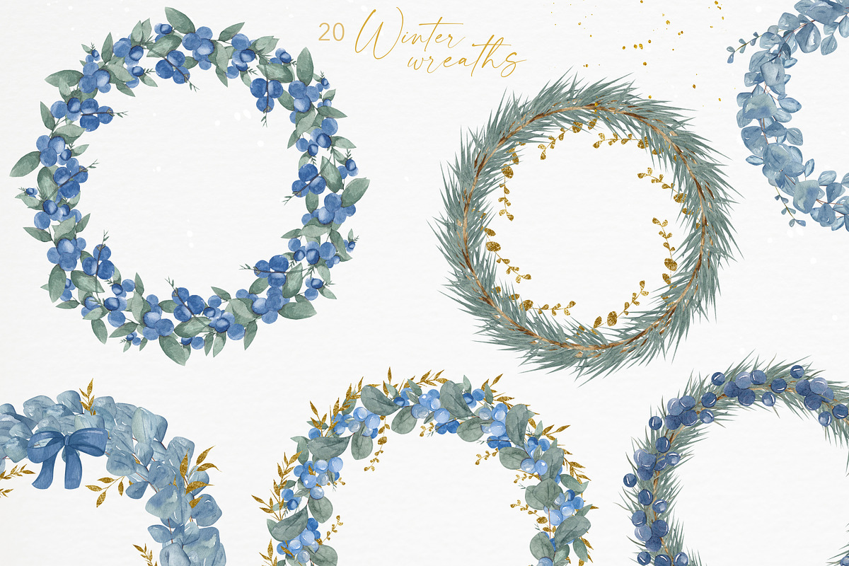 Cold winter.Watercolor Christmas Set, a Seasonal Illustration by Ooh Lily (Photo 6 of 20)