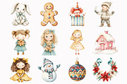 Retro Christmas Clipart Bundle, an Illustration by Design Market (Thumbnail 2 of 5)