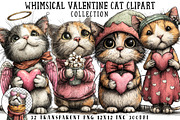 Whimsical Valentine Cat Clipart, an Illustration by OK Design (Thumbnail 1 of 6)