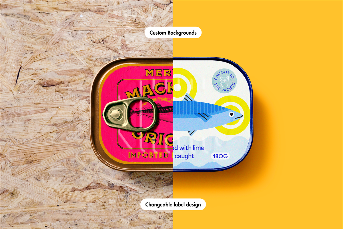 Single Can Tinned Fish Mockup, a Packaging Mockup by Jacob Waites (Photo 3 of 6)