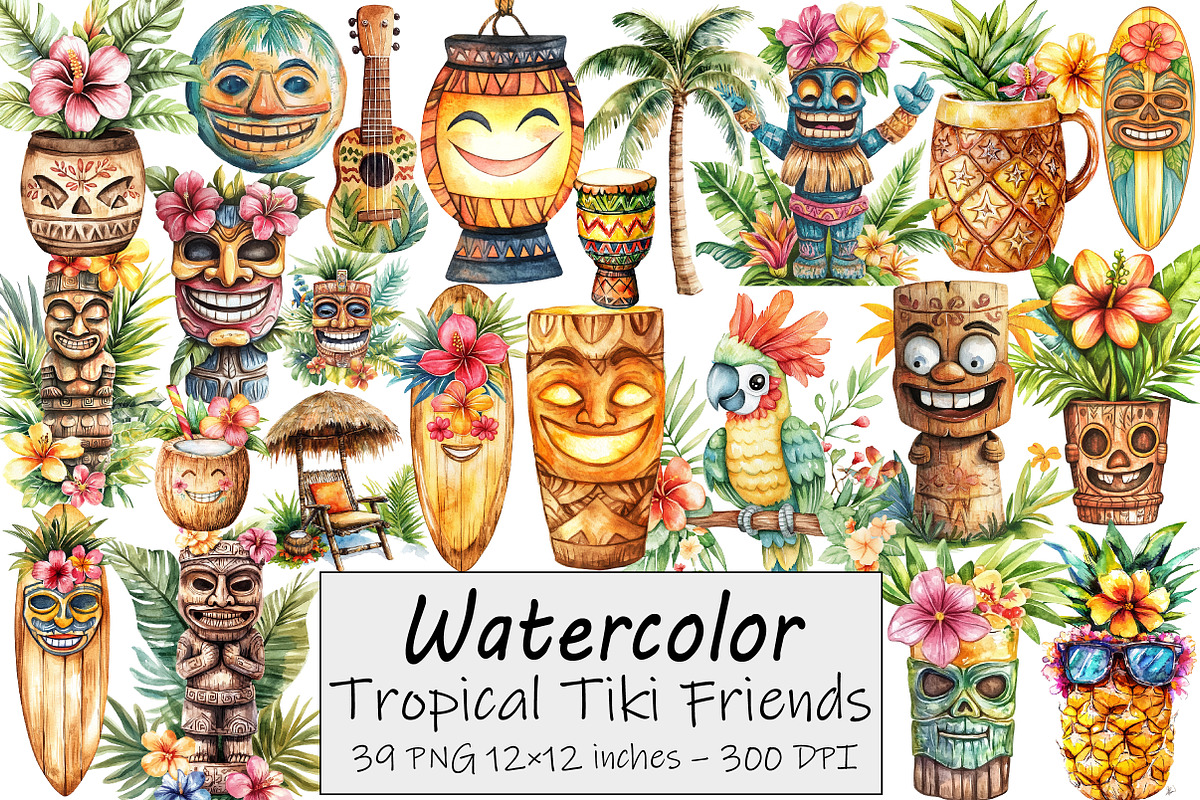 Tropical Tiki Friends, an Illustration by Design Market (Photo 1 of 4)