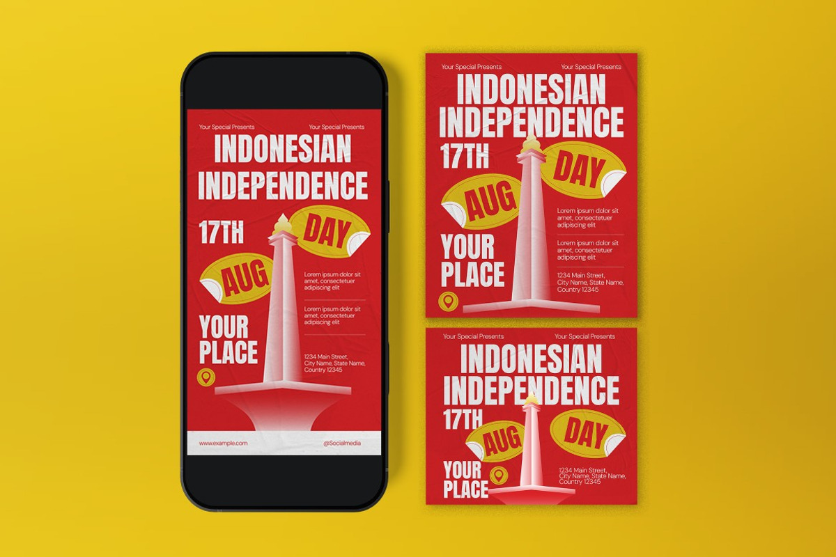 Red Bold Indonesian Day Flyer Set, a Flyer Template by graphicook (Photo 3 of 3)