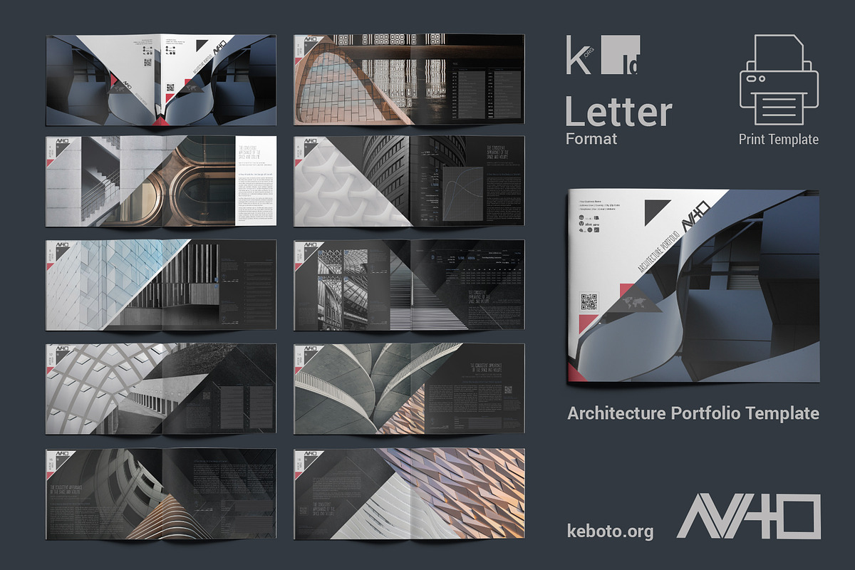 AViTO Architecture Portfolio US, a Print Template by Keboto