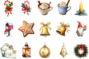 Watercolor Holiday Clipart Bundle, an Illustration by Designking (Thumbnail 2 of 5)