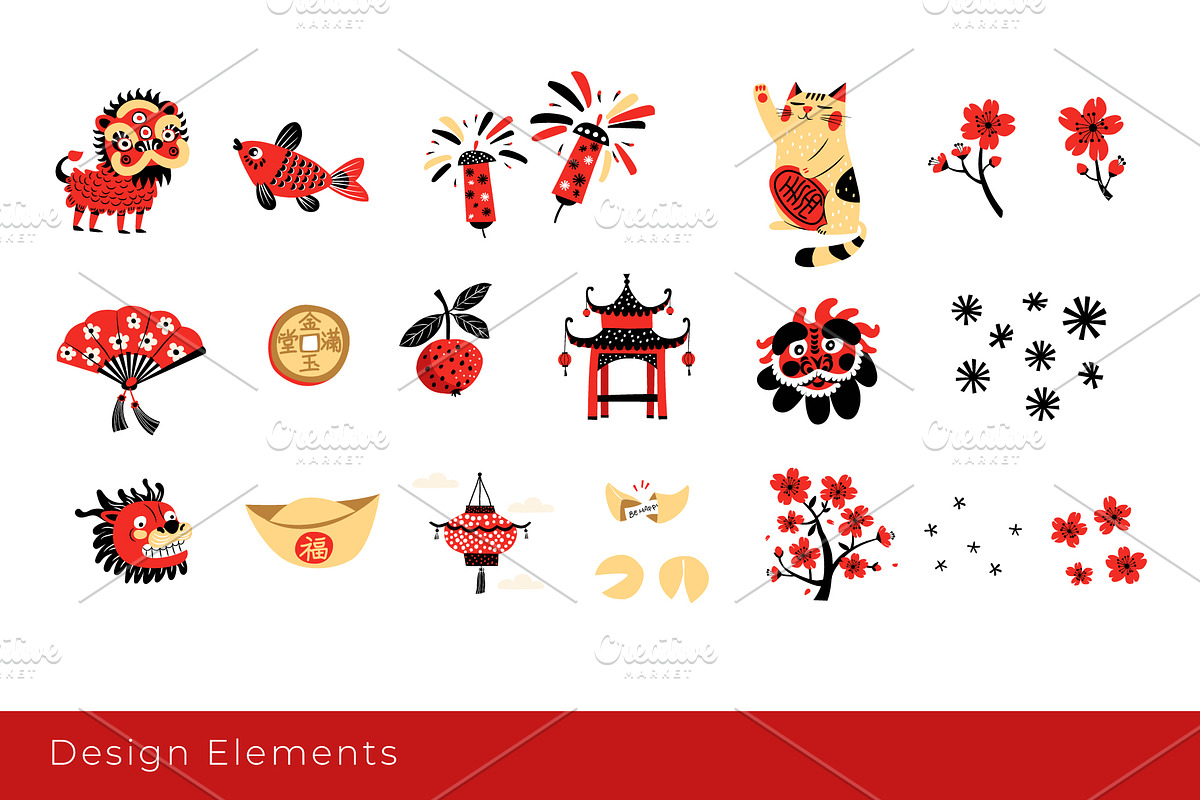 Chinese New Year Vector Collection, a Seasonal Illustration by VasilkovS (Photo 5 of 11)