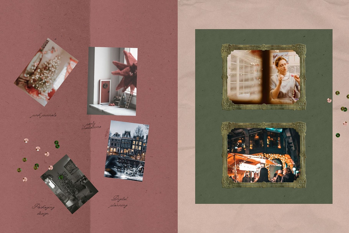 Vintage Christmas Papers & Frames, a Background Graphic by PaperJamLab (Photo 3 of 9)