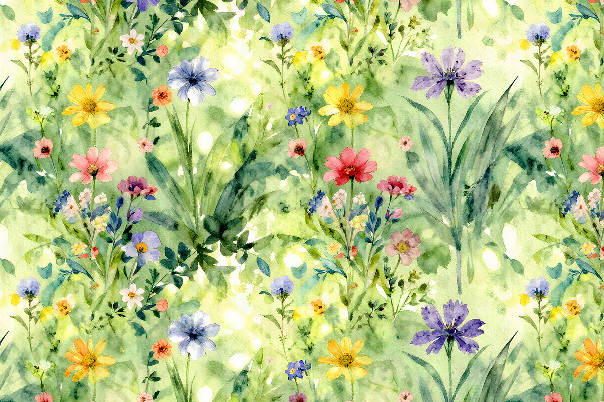 Watercolor Wild Flowers Seamless, a Pattern Graphic by Sharon Schwalbe (Photo 6 of 6)