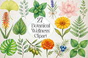 Botanical Wellness Watercolor Clipar, an Illustration by DreamPrint404 (Thumbnail 1 of 3)