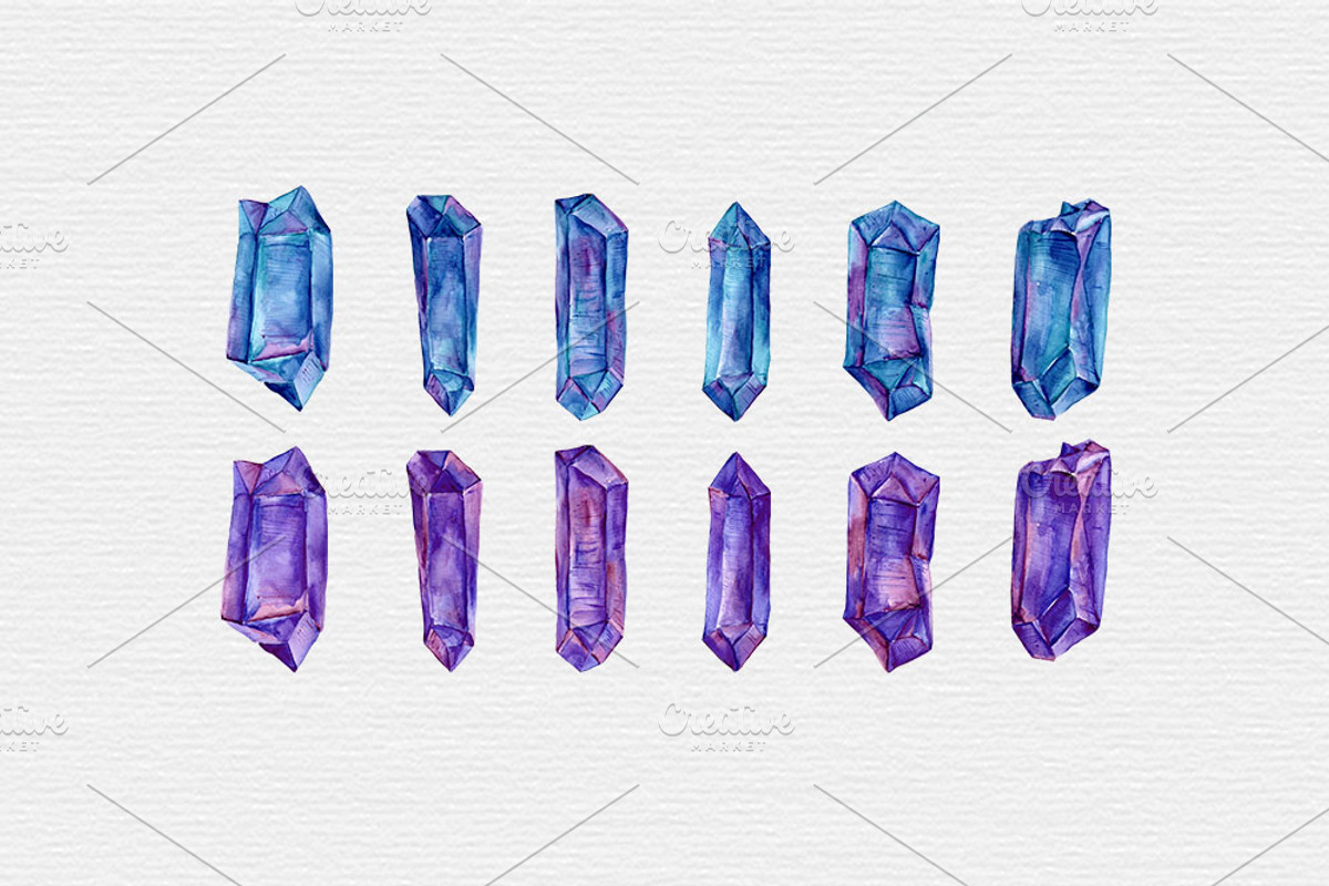 Watercolor Crystals, an Illustration by TigerlilyDesignCo (Photo 3 of 3)