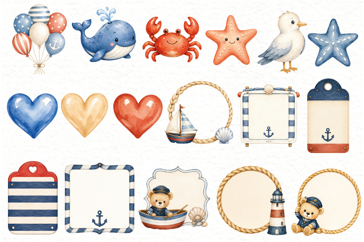 Nautical Teddy Bear Clipart, an Animal Illustration by Villa 11 Estudio (Photo 4 of 10)