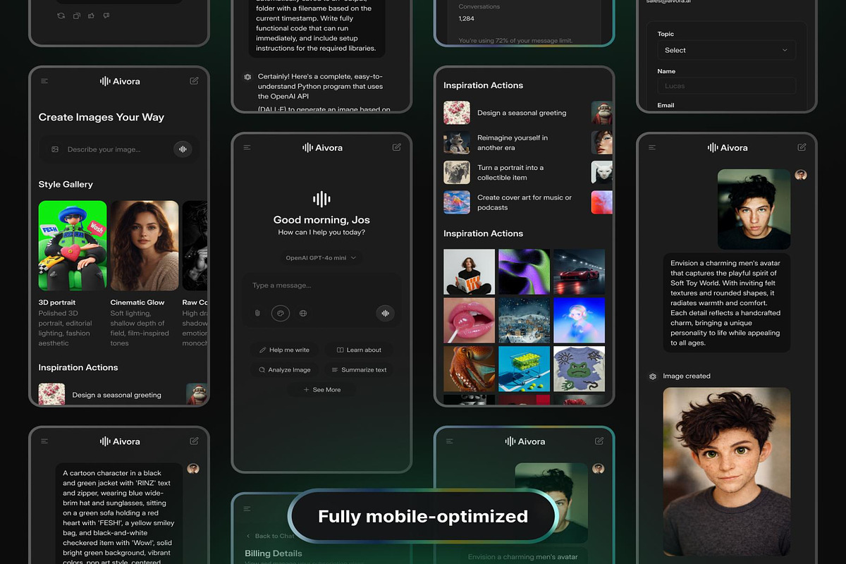 AIVORA: AI Assistant Web App UI KIT, an UI Kit Template by Creative Perspective (Photo 5 of 8)
