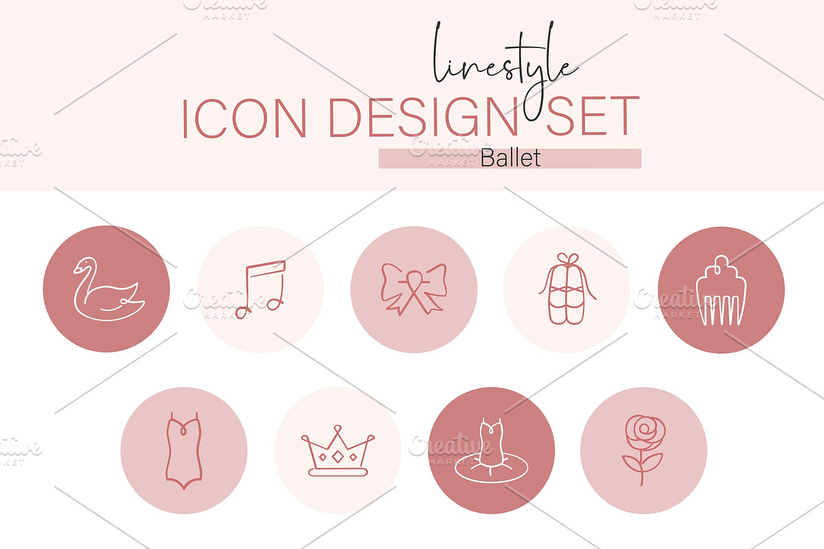 Linestyle Icon Design Set Ballet, an Outline Icon by pepulousdsg