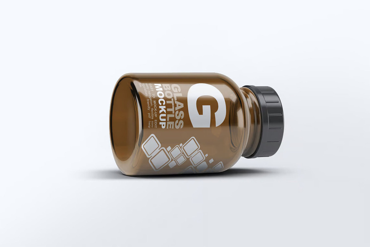 Pill Cosmetics Glass Bottle Mockup, an Advertising Mockup by Hubzway (Photo 3 of 9)