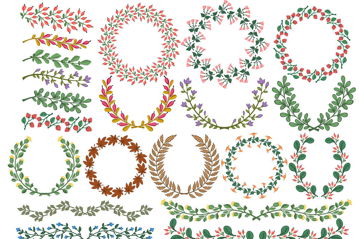Color floral brushes and elements AI preview 6