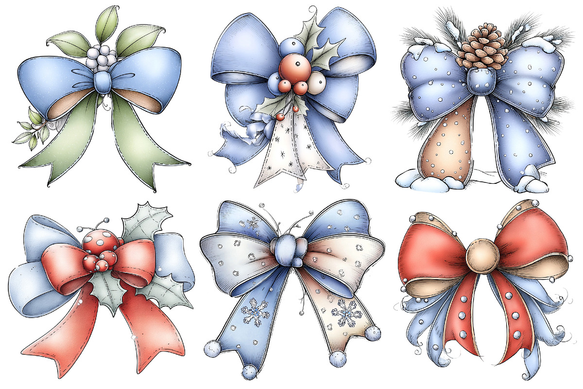 Christmas Bow Clipart, an Illustration by Pixels.Craft (Photo 6 of 6)