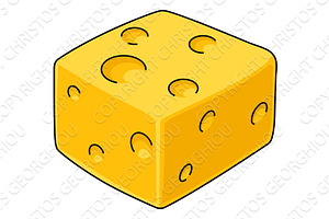 Cheese Cube Yellow Dairy Food, a Food Illustration by Christos Georghiou