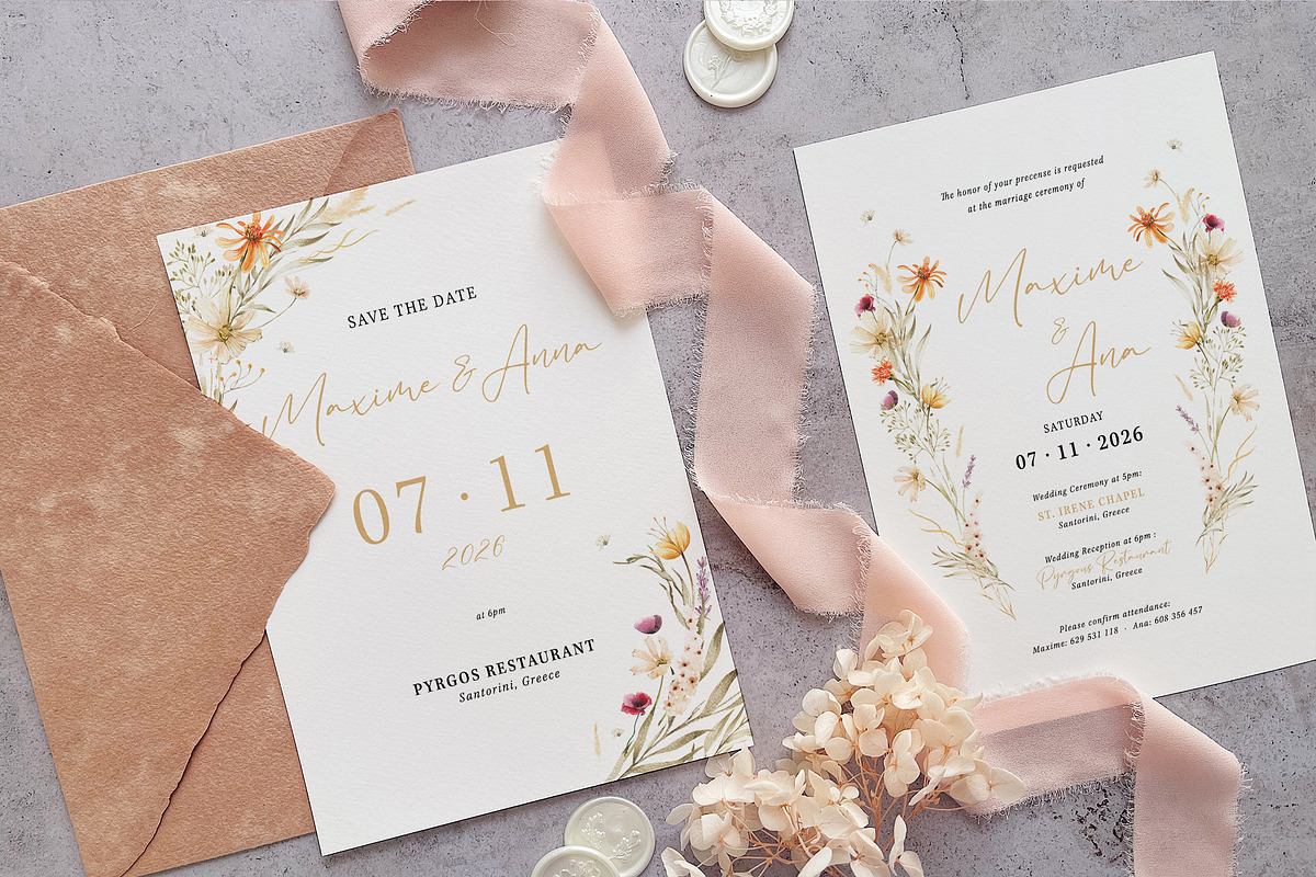 Wildflower Wedding Invitation Suite preview 2