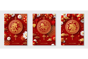2026 red chinese posters set, a Seasonal Illustration by kotoffei