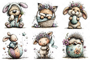 Whimsical Easter Animals Clipart, an Illustration by Craft Nest (Thumbnail 5 of 11)