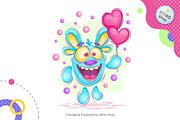 Monster with balloons. Tshirt, PNG., an Animal Illustration by KENO Mascots (Thumbnail 2 of 5)