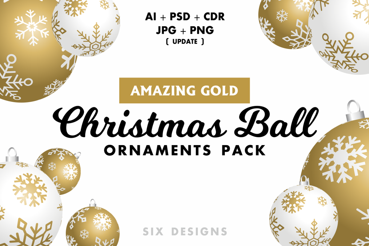 Christmas Ball Ornaments Pack - Gold, a Decorative Illustration by PremiumGoods (Photo 3 of 3)
