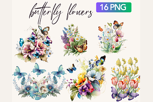 Flowers Butterfly PNG Sublimation