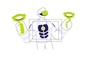 Haptic suit abstract concept vector, a Technology Illustration by Visual Generation
