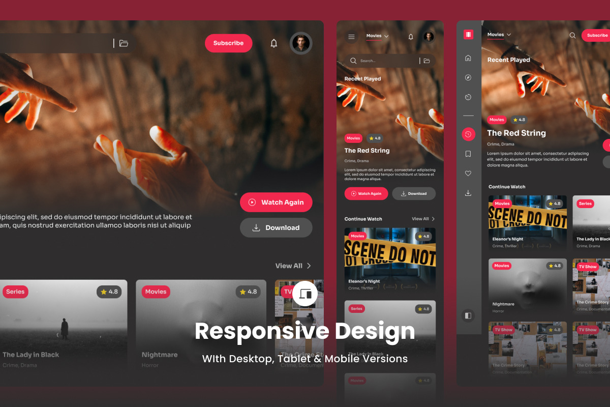 Movie Streaming UI Dashboard Design, an UI Kit Template by twinstd (Photo 3 of 5)